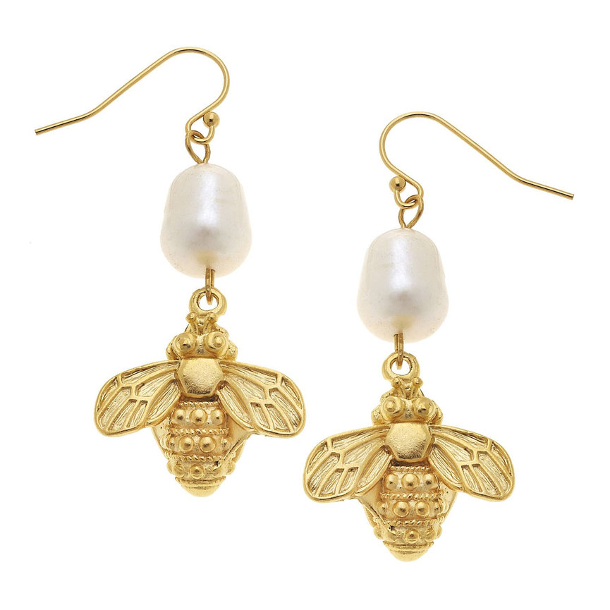Bee & Genuine Freshwater Pearl Earrings (copy)