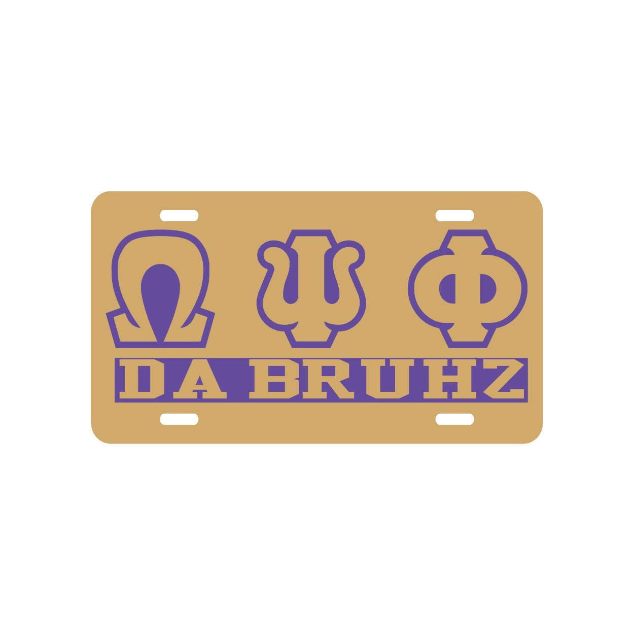 Omega Da Bruhz License Plate (Purple on Gold) - GreekStuff
