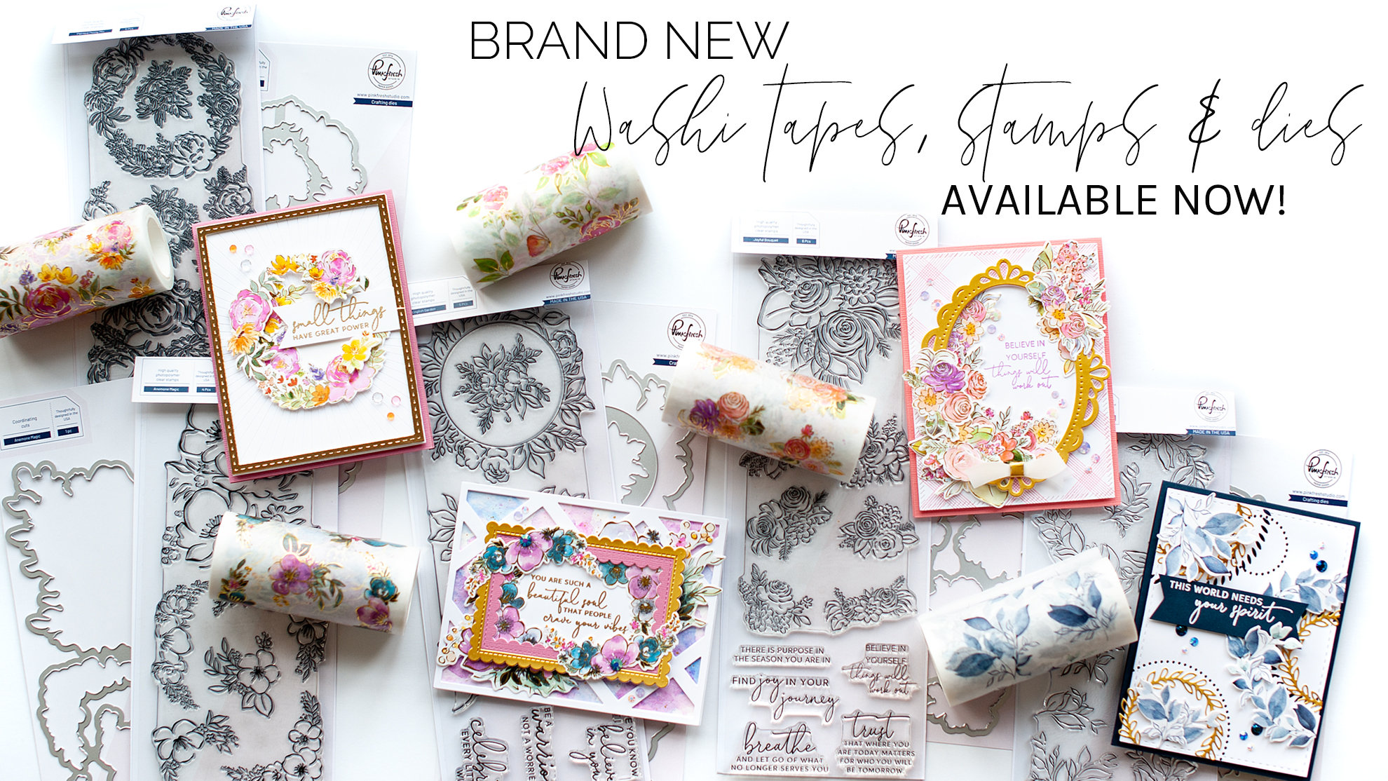 Pinkfresh Studio - Joyful Bouquet 4 Washi Tape with gold foiling