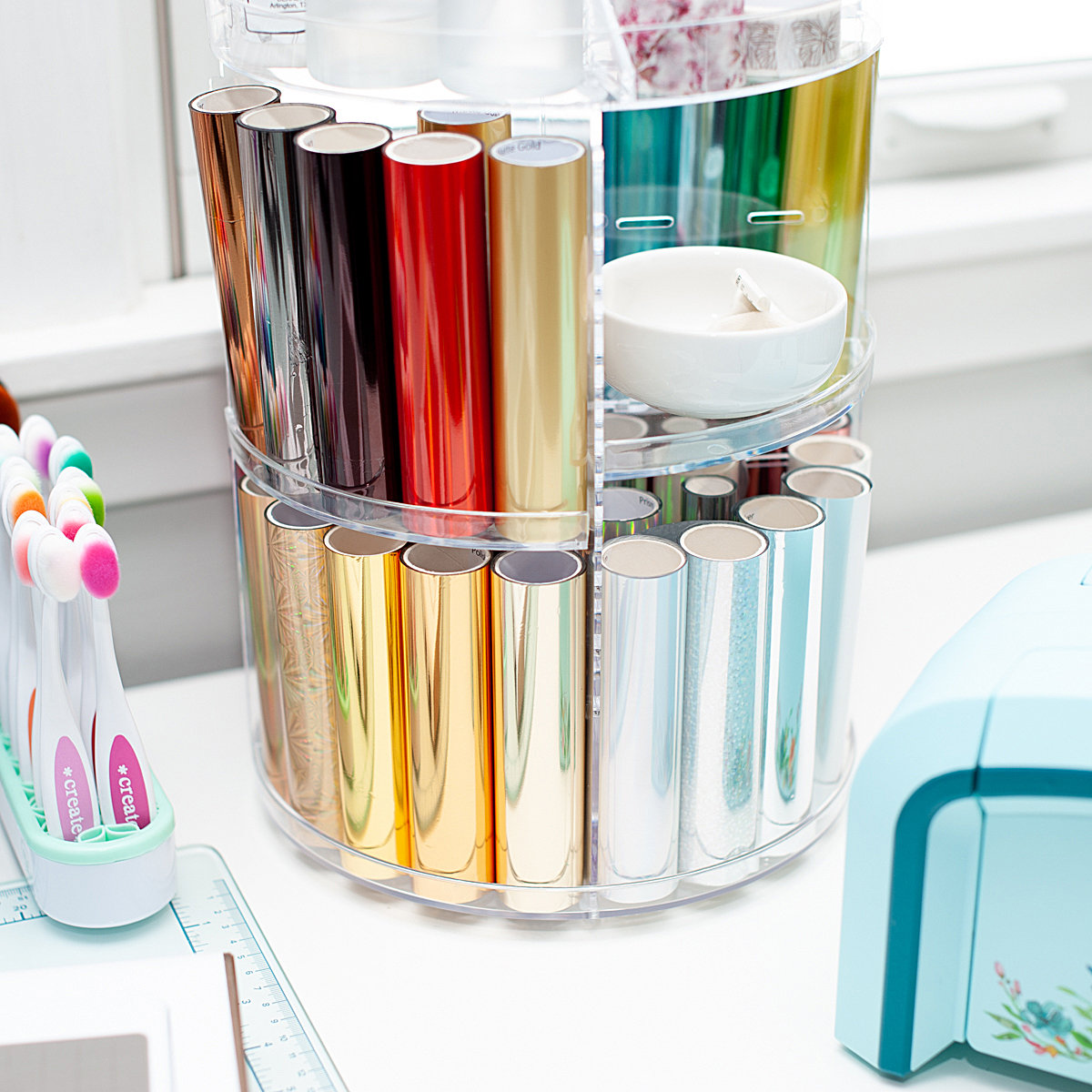 Foil Roll and Blending Brush Storage Ideas - Lea Lawson Creates