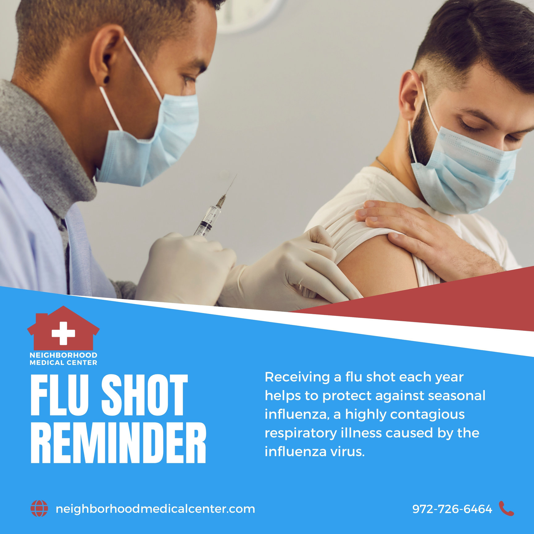 Flu Shot Reminder Neighborhood Medical Center Dallas, Texas