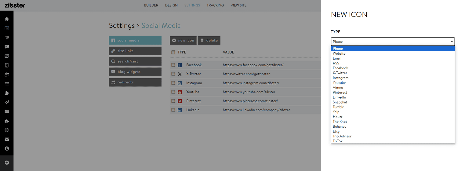How To Add Social Media Icons - Zibster Knowledge Base